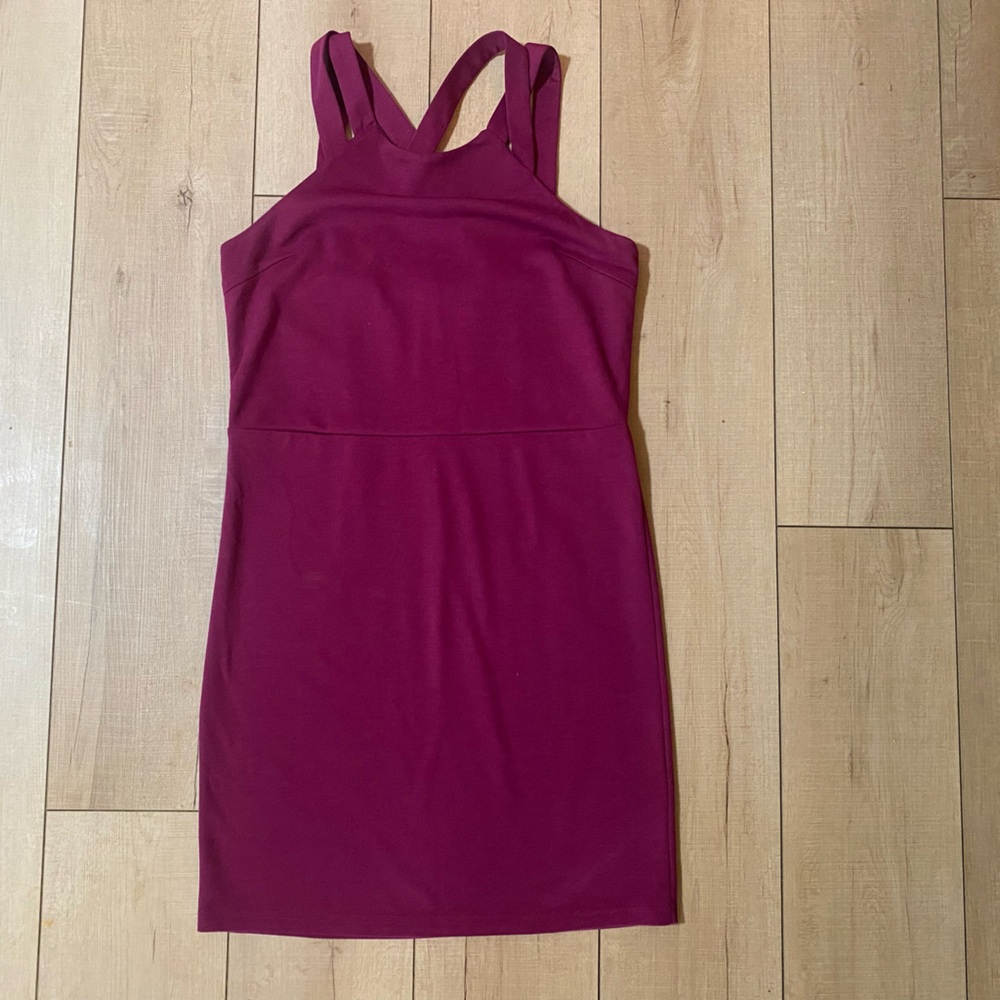 Jack by BB Dakota Burgundy Cross-Back Bodycon Dress | Size Large